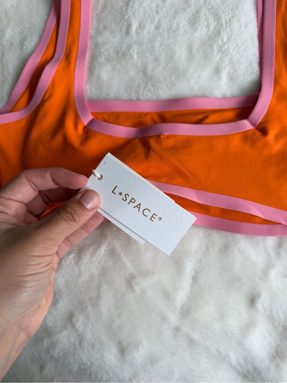 L*Space Fused Ace Bikini Top Tangerine Size Large NWT - Picture 7 of 10